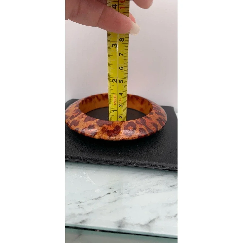 Chunky Wooden Animal Print Bangle For A Larger Wrist Size Boho Beauty